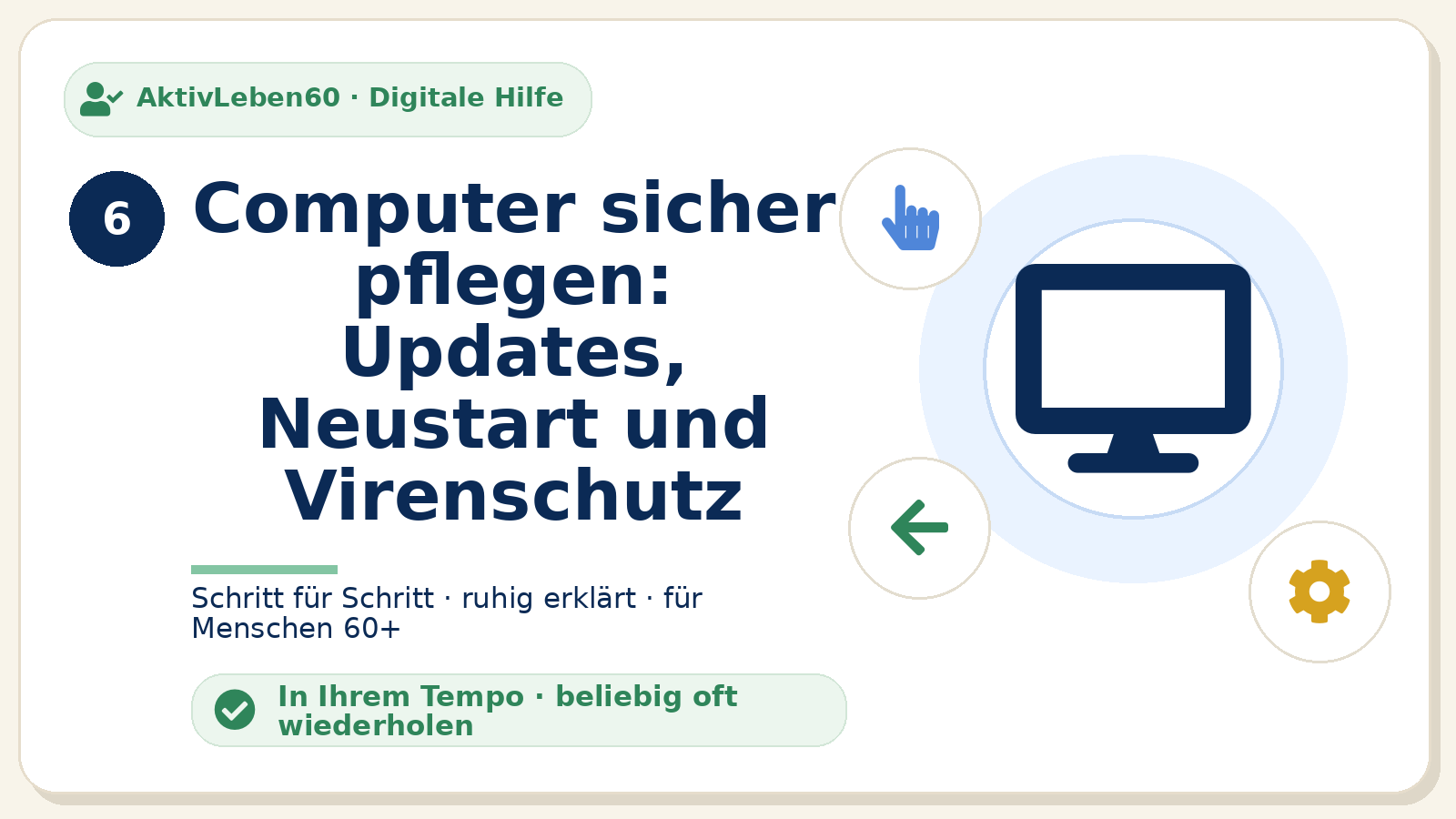 Kursbild zu Computer sicher pflegen: Updates, Neustart und Virenschutz
