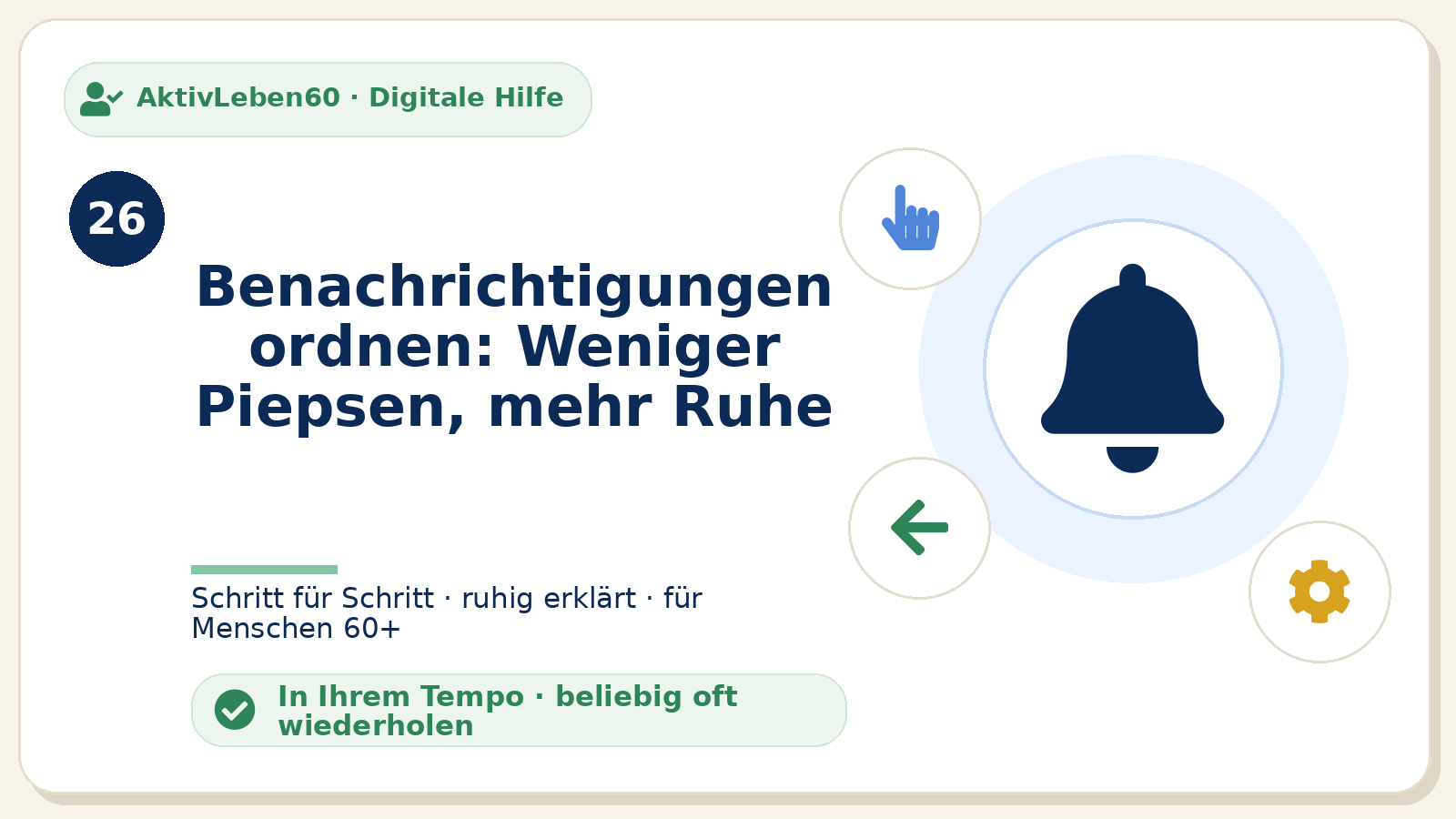 Kursbild zu Benachrichtigungen ordnen: Weniger Piepsen, mehr Ruhe
