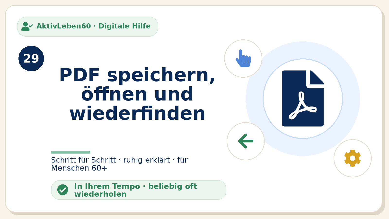 Kursbild zu PDF speichern, öffnen und wiederfinden