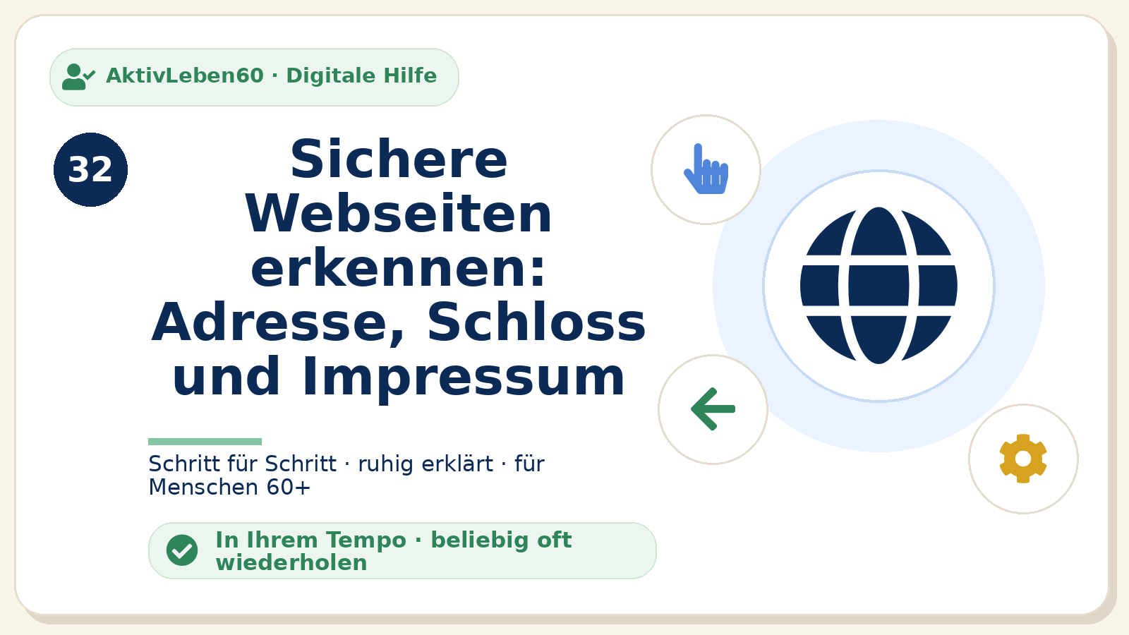 Kursbild zu Sichere Webseiten erkennen: Adresse, Schloss und Impressum
